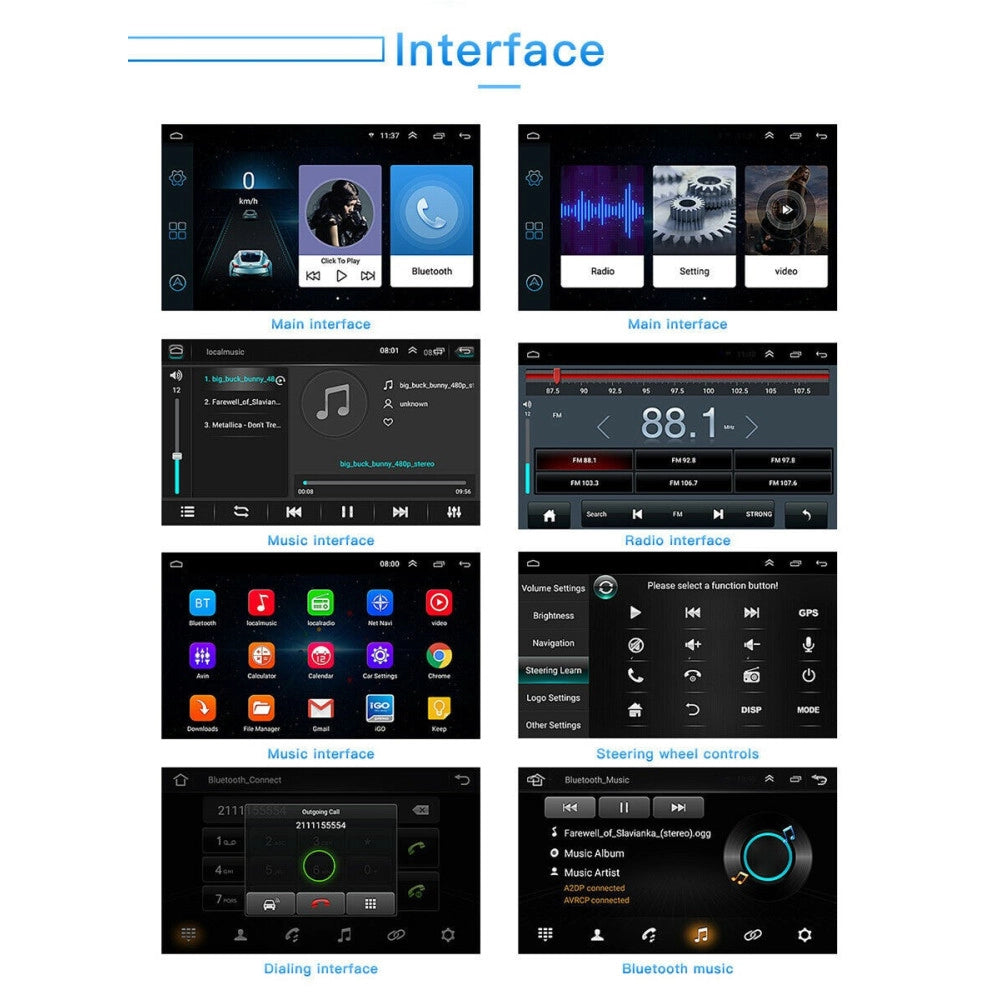 Trade Shop - Autoradio Stereo 2 Din 7" Touch Screen Bluetooth Aux Usb Sd Lettore Mp5 Q-ca005 -