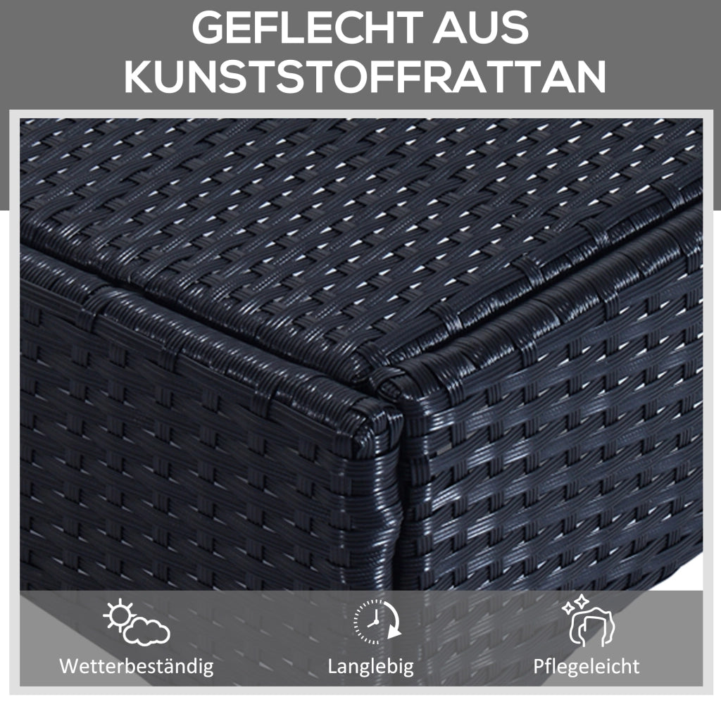 Set Giardino Polyrattan con Tavolo e 2 Lettini ¨C Zephmum ¨C Nero e Cremewei?