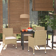 Set Pranzo da Giardino 5 pz con Cuscini in Polyrattan Beige cod mxl 43697