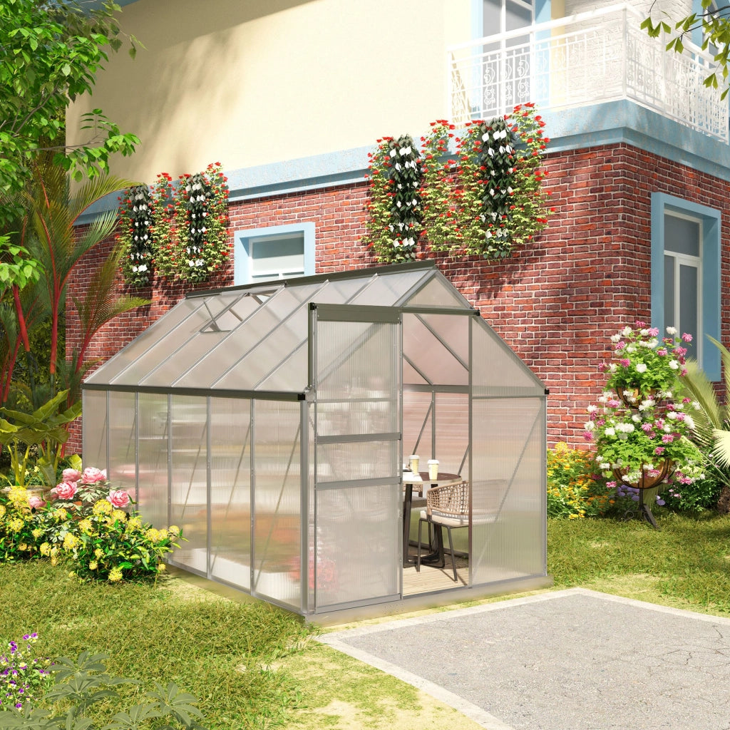 Serra da Giardino in Polycarbonate 7,1 m2 ¨C Zephmum ¨C Argento e Trasparente 190x375x199 cm
