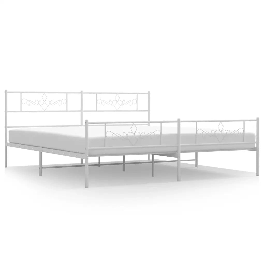 Giroletto con Testiera e Pediera Metallo Bianco 193x203 cm 355340
