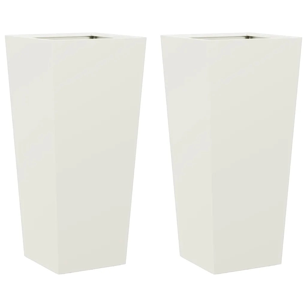 Fioriere da Giardino 2 pz Bianche 35x35x75 cm in Acciaio 851083