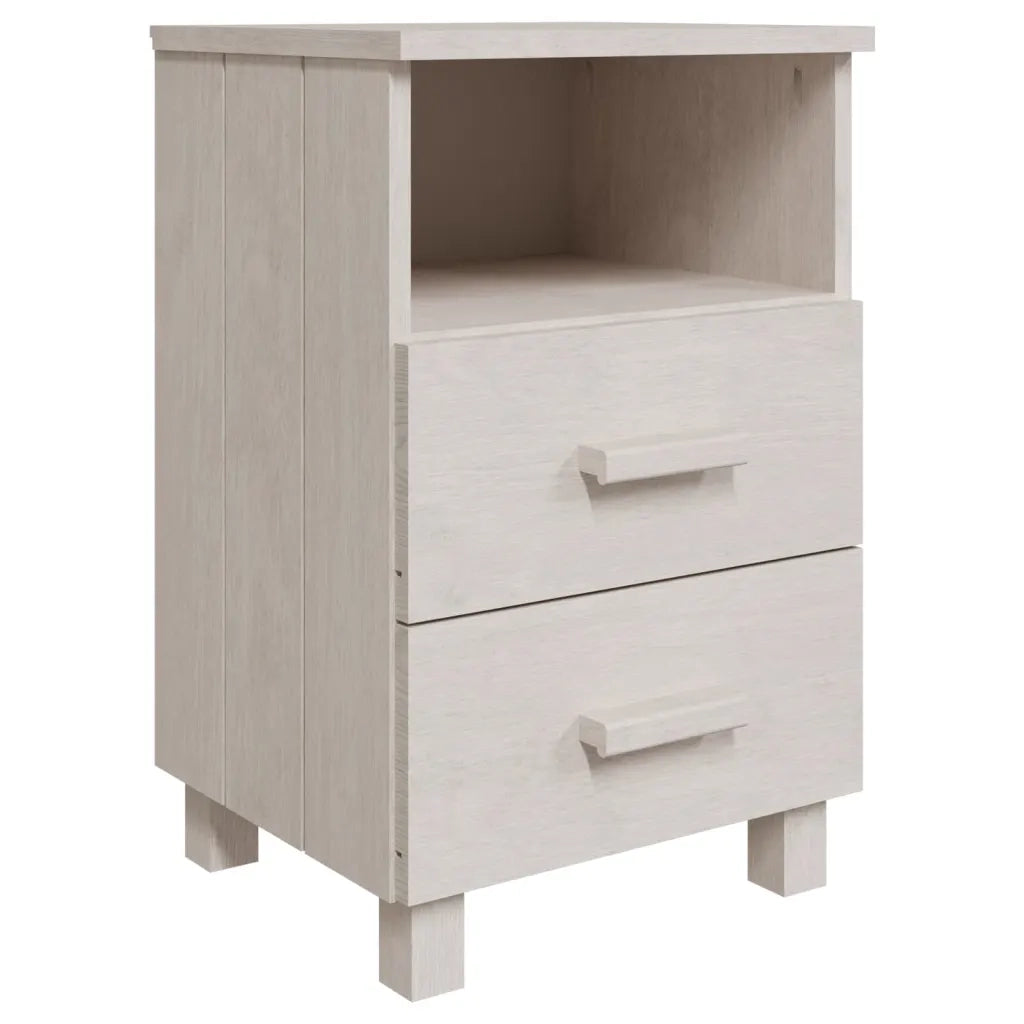 Set di 2 Comodini | Armadio da Notte | Mobiletto da notte HAMAR Bianchi 40x35x62 cm in Legno di Pino