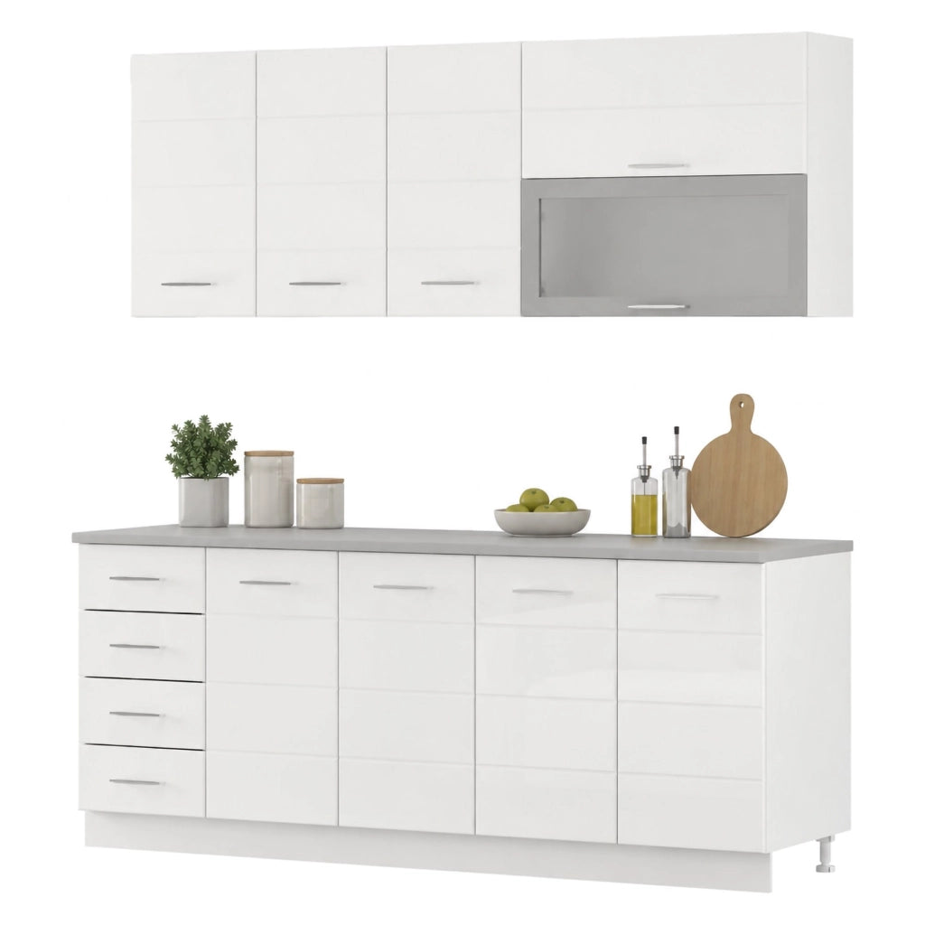 Cucinino Riquew, Cucina 4 Cassetti, Elettrodomestici non inclusi, Bianco Opaco