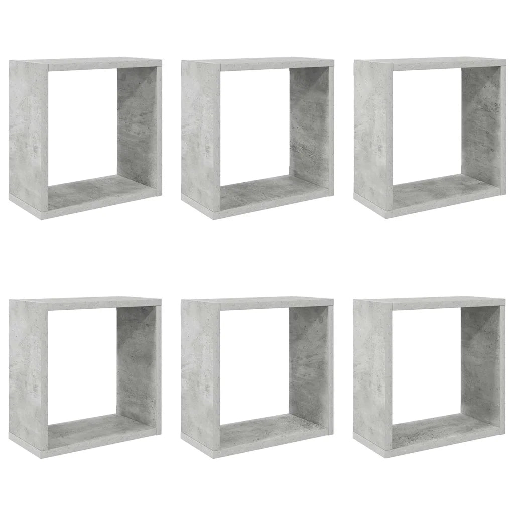 Mensole Parete a Cubo 6 pz Grigio Cemento 30x15x30 cm 807012