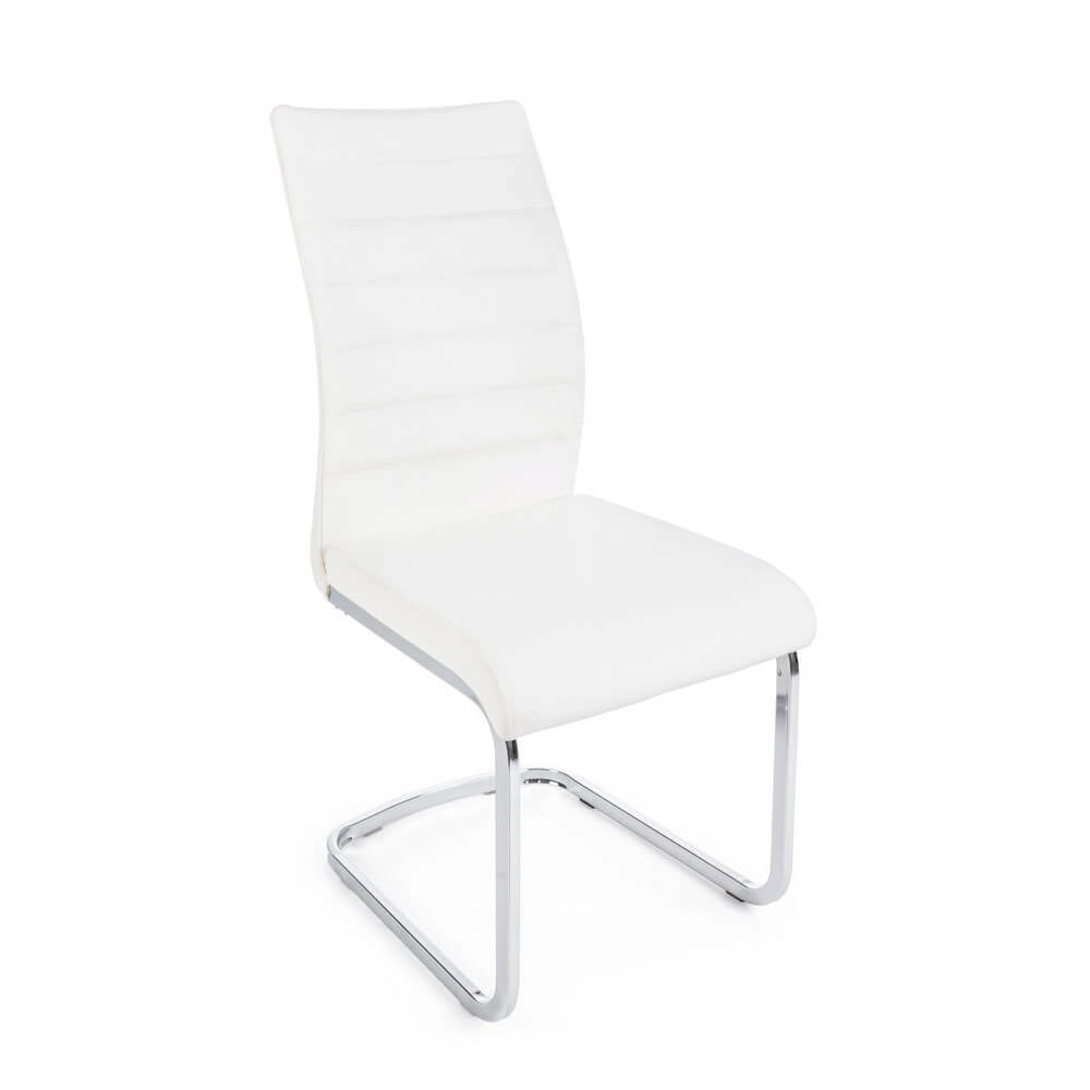 Set di 4 Sedie da Pranzo in Similpelle con Gambe Cromate - NEXTWAVE