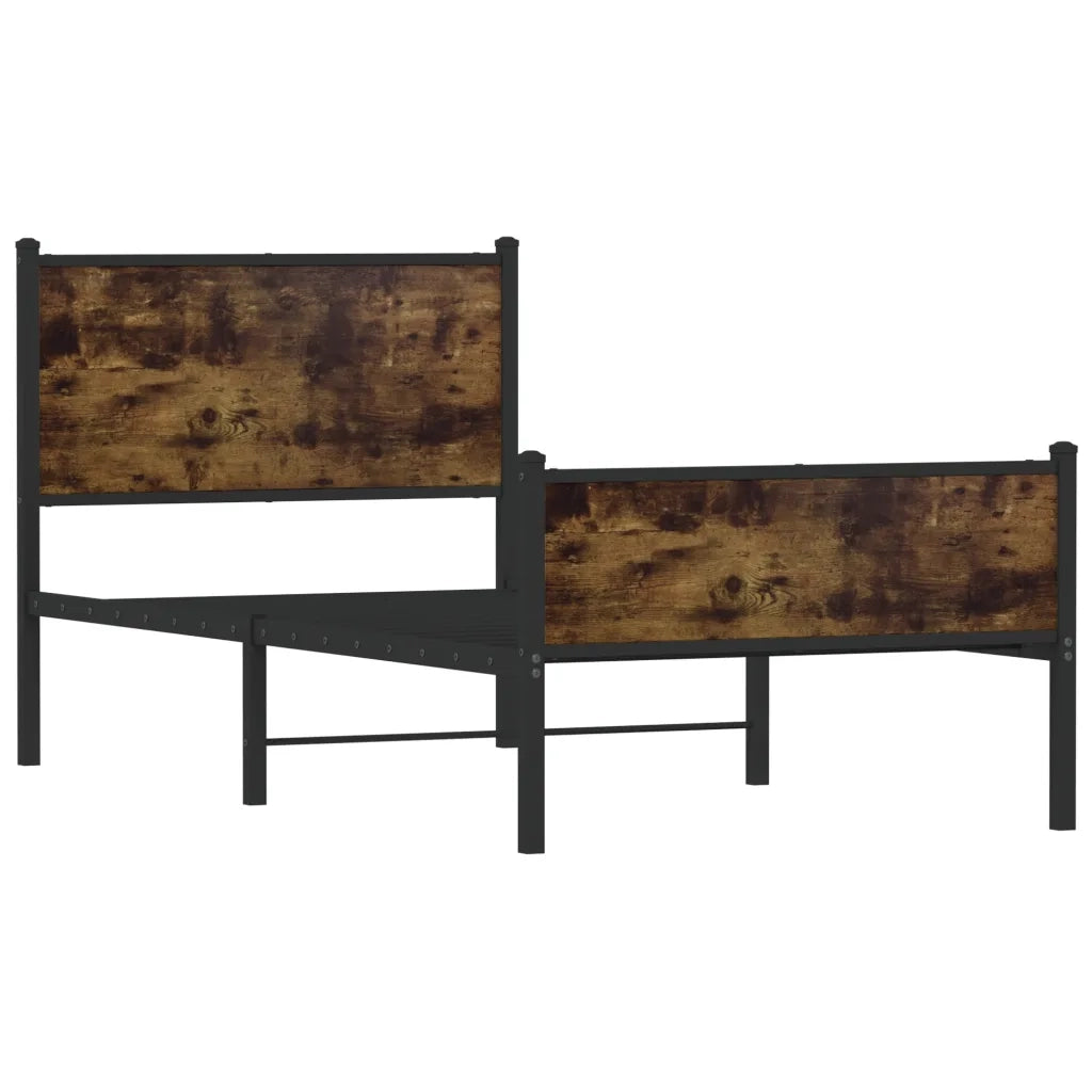 vidaXL Giroletto senza Materaso in Metallo Rovere Fumo 90x200 cm