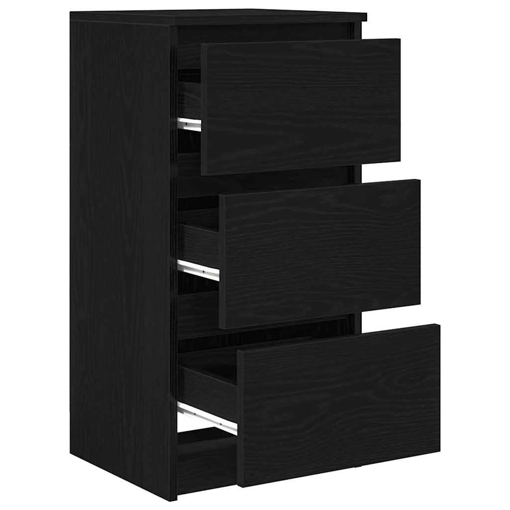 Credenza Rovere Nero 37,5x35x76 cm in Legno Multistrato