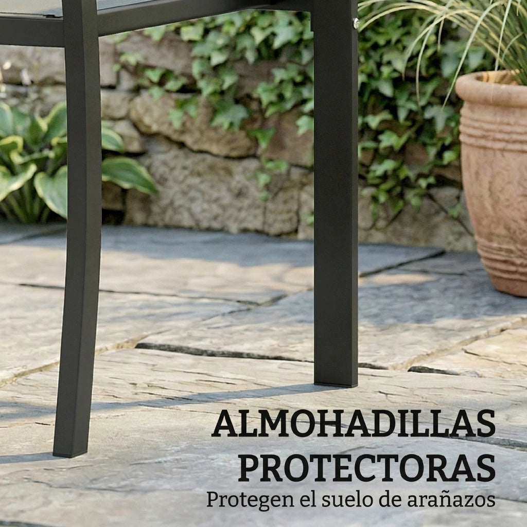 Set Tavolo e Sedie da Giardino 3 Pezzi con 2 Sedie Textilene e Tavolo Vetro Grigio Chiaro ¨C zephmum
