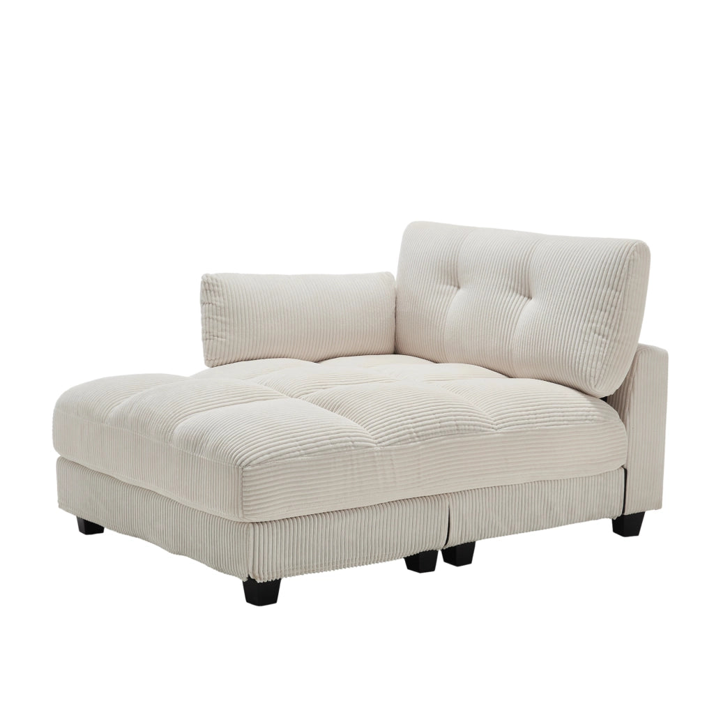 Poltrona relax 140x112x81 cm con portabevande; tasche laterali e ricarica laterale in velluto a coste beige