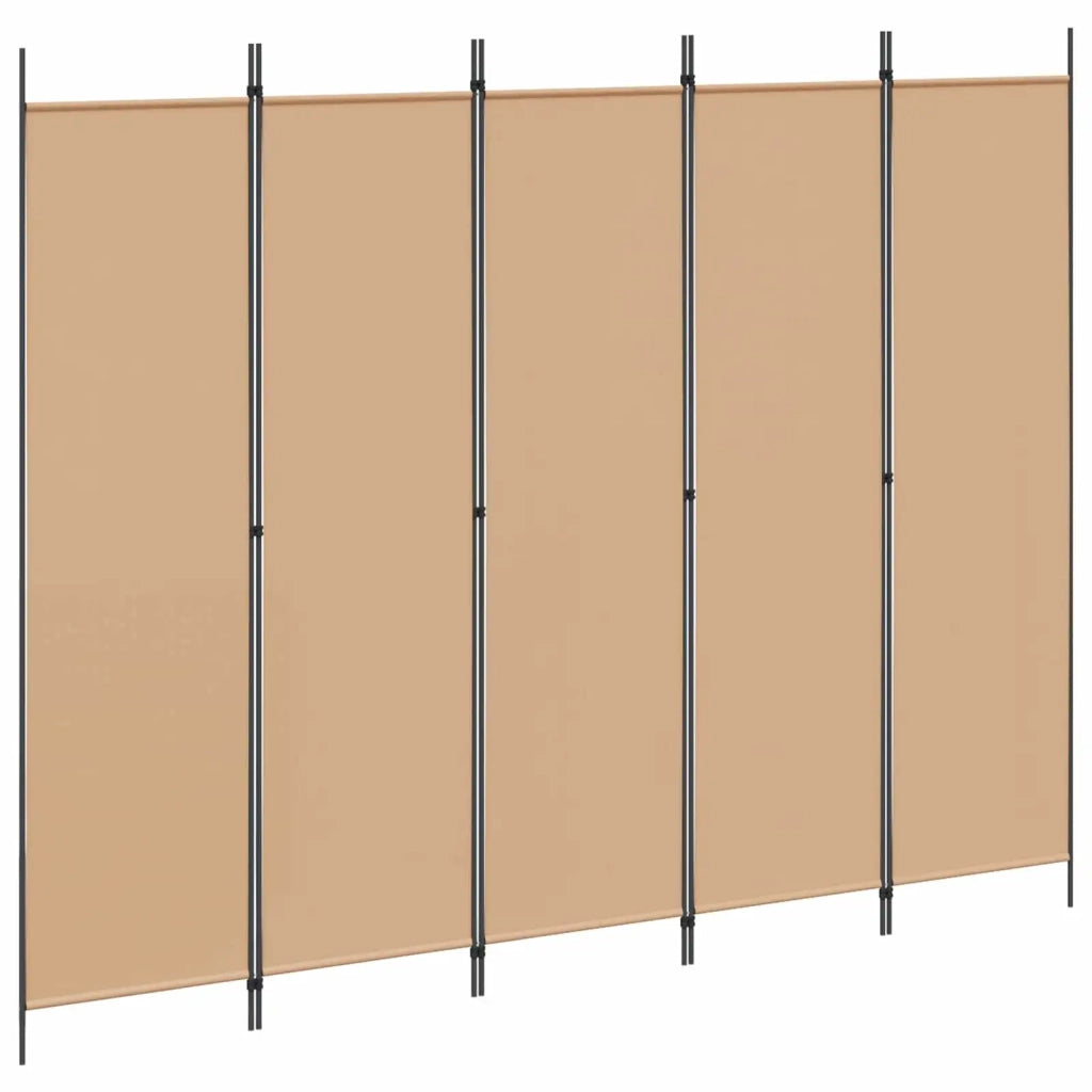 Divisorio Ambienti | Divider per stanze | Paravento a 5 Pannelli Beige 250 x 200 cm Tessuto