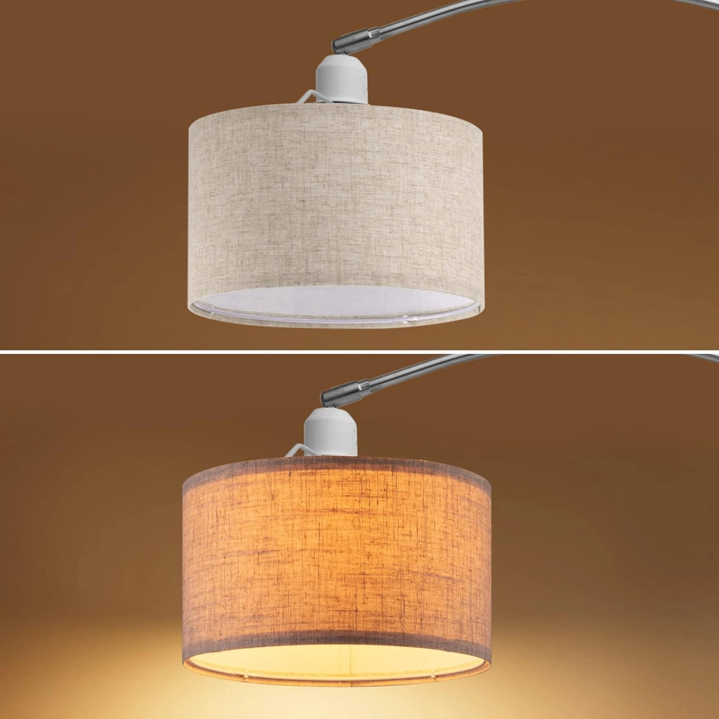 Lampada da Terra Regolabile 150-175 cm Base in Marmo Paralume Orientabile in Tessuto Piantana Lampade ad Arco