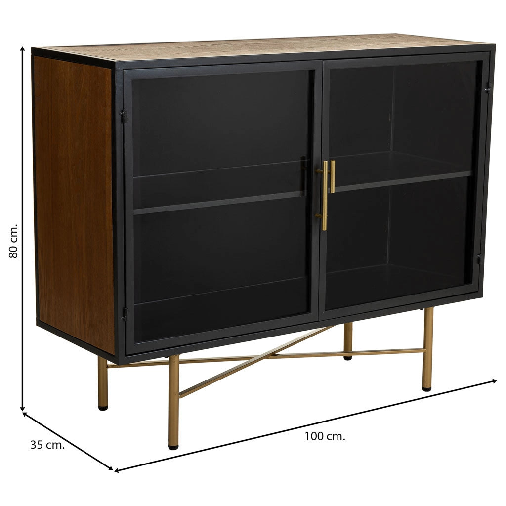 Credenza in legno e metallo bianco 100x35x80h