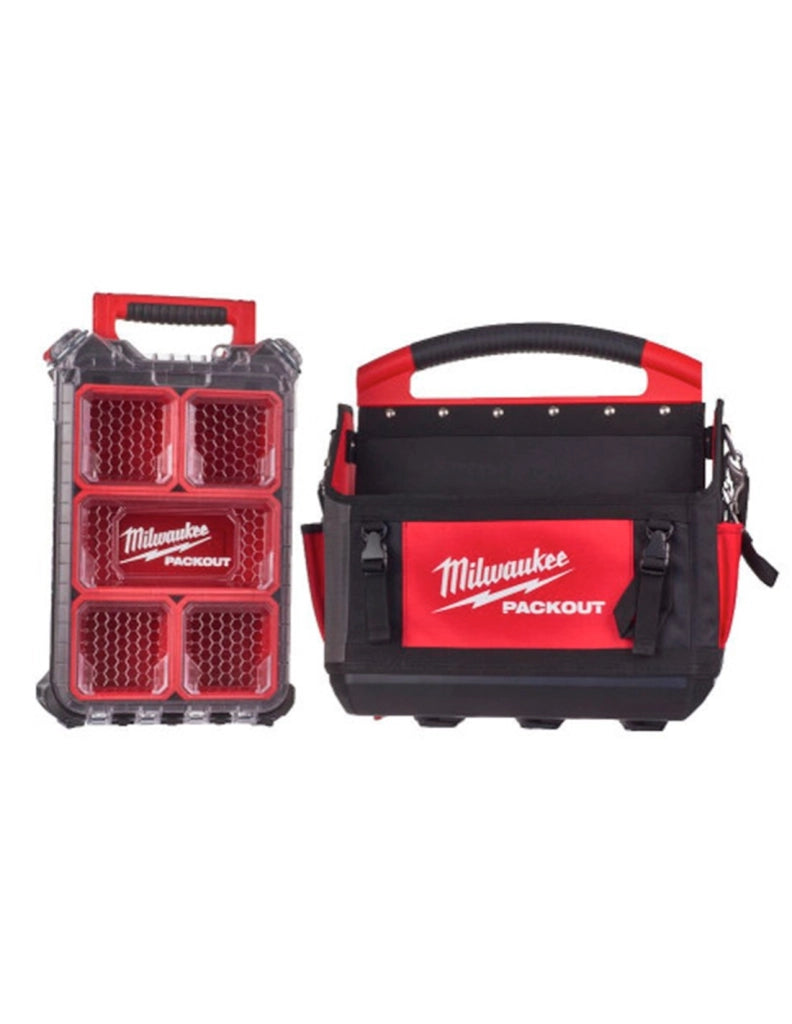PACKOUT™ Borse portautensili aperte Milwaukee 40 cm + PACKOUT™ Compact Organiser Milwaukee