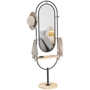 Specchio con ripiano e appendiabiti ¨C Zephmum ¨C Nero, metallo, 50x40x175.5 cm
