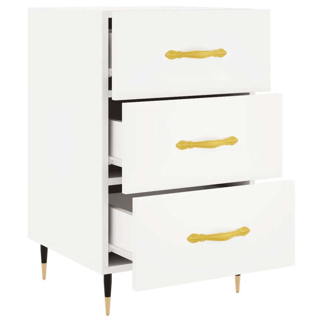 Comodino | Armadio da Notte | Mobiletto da notte Bianco 40x40x66 cm in Legno Multistrato