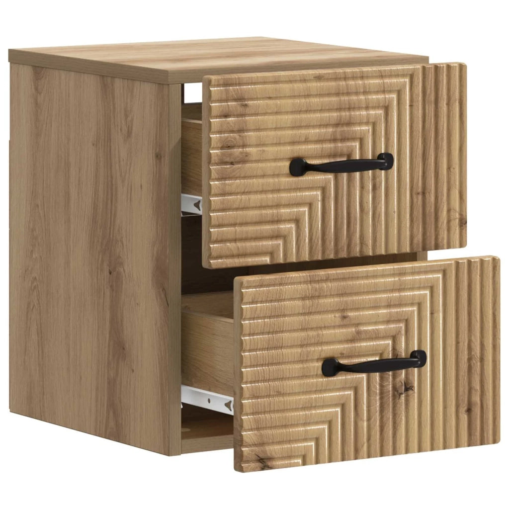 Mobiletto da notte a muro con cassetto 2 pcs Rovere Artigianale 898654