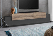 Mobile Tv 2 Ante a Ribalta 200x45x51,5 cm Coro Grigio Antracite Opaco/Rovere Wotan