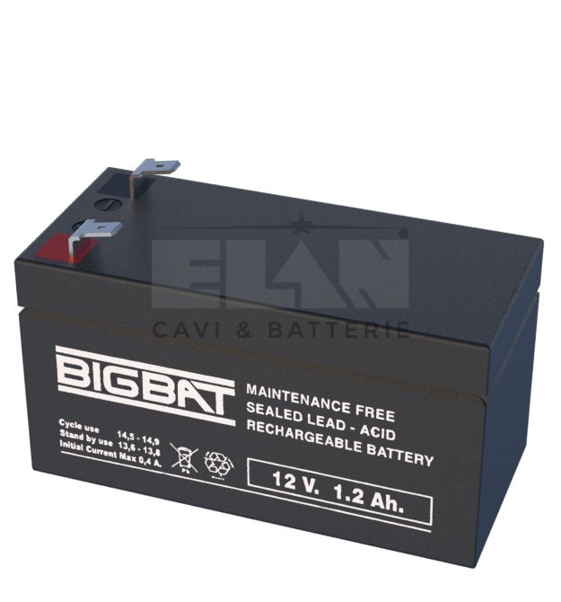 BATTERIA ELAN BIGBAT AL PIOMBO 12V 1,2Ah 012012 CONFEZIONE 20 PEZZI