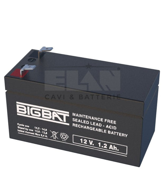 BATTERIA ELAN BIGBAT AL PIOMBO 12V 1,2Ah 012012 CONFEZIONE 20 PEZZI