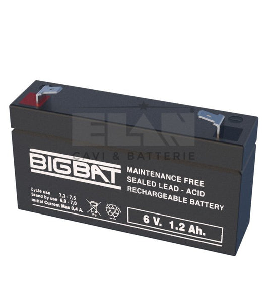 BATTERIA ELAN BIGBAT AL PIOMBO 6V 1,2Ah 006012 CONFEZIONE 20 PEZZI