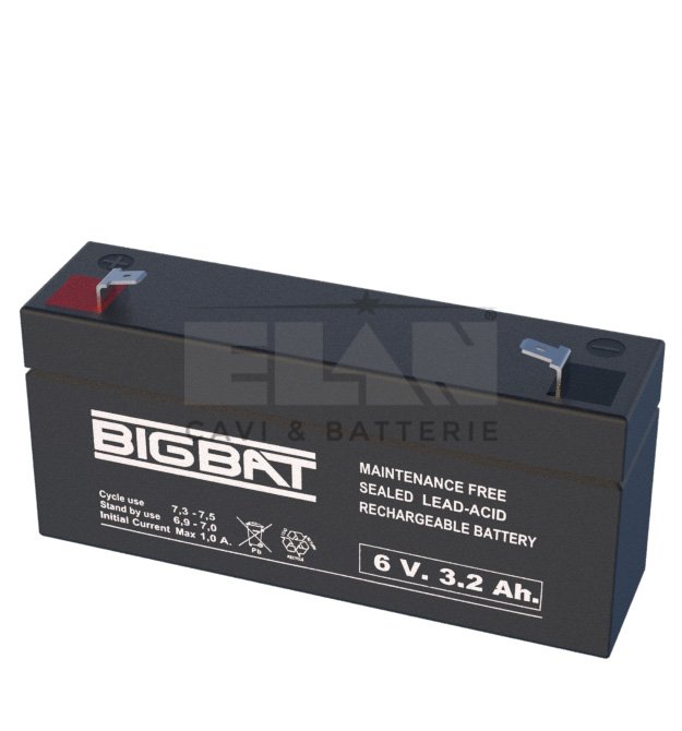 BATTERIA ELAN BIGBAT AL PIOMBO 6V 3,2Ah 00603 CONFEZIONE 20 PEZZI