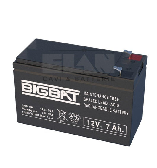 BATTERIA ELAN BIGBAT AL PIOMBO 12V 7Ah 01207 CONFEZIONE 10 PEZZI
