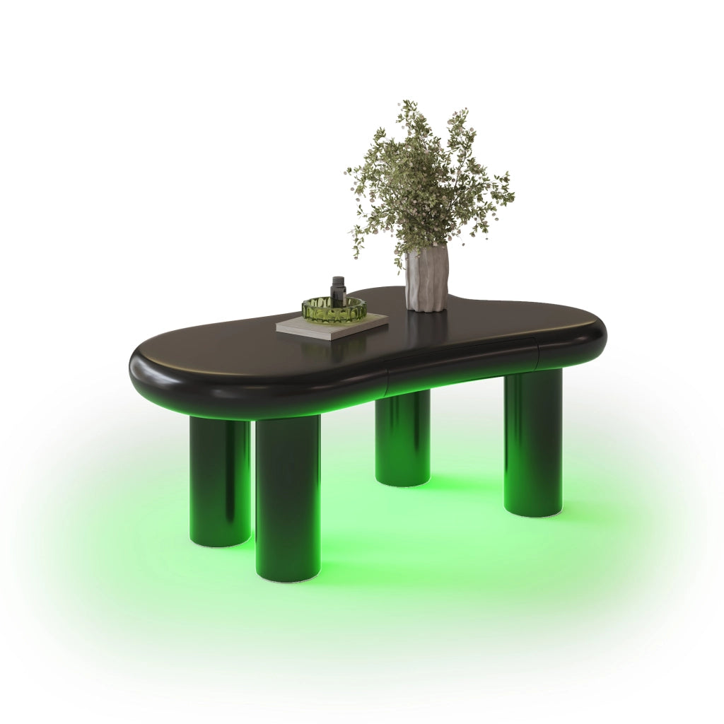 TAVOLINO da salotto a forma di nuvola 98 x 65,5 x 40 cm MDF nero con LED e cassetto