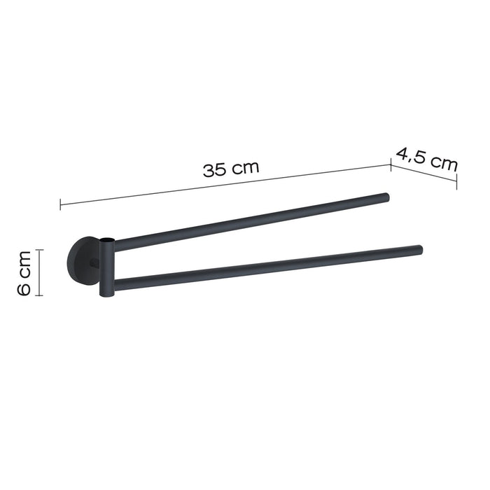 Portasalviette a snodo da muro in acciaio inox e Cromall 2323 Gedy serie EROS Nero Matt