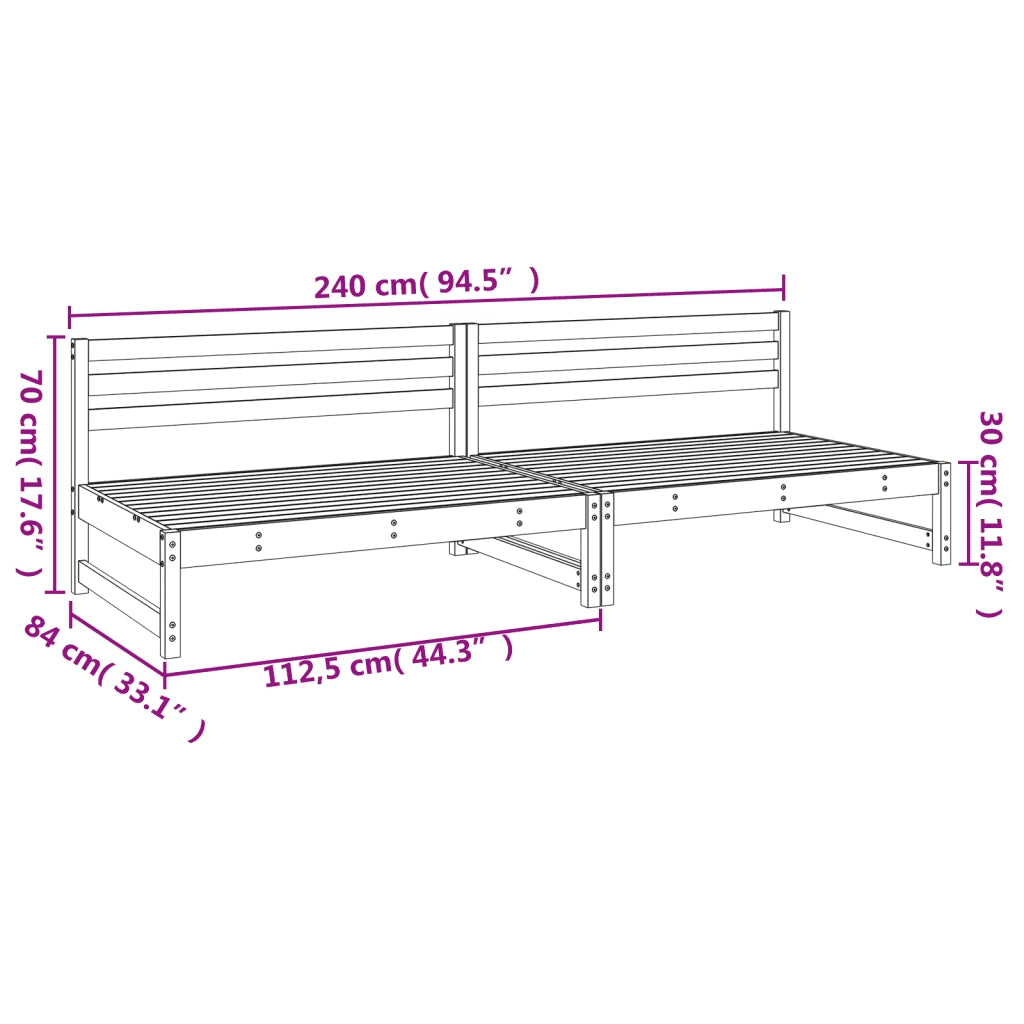 Divano componibile-Divani Centrali Giardino 2pz 120x80cm Legno Massello Douglas