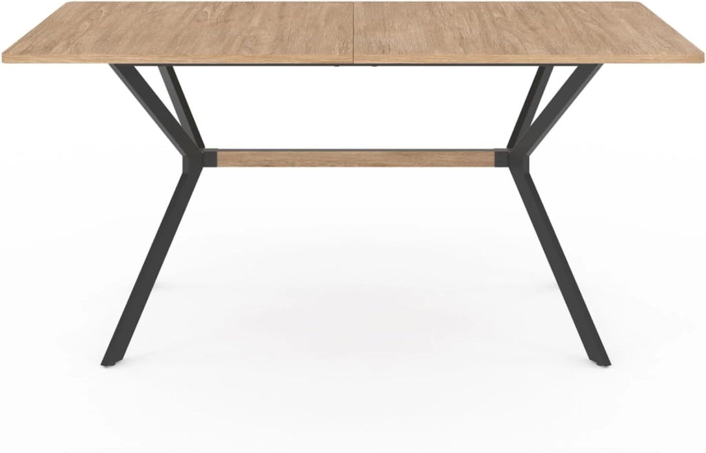 Tavolo da pranzo rettangolare LOUISON 8 persone legno e nero design industriale 160 cm
