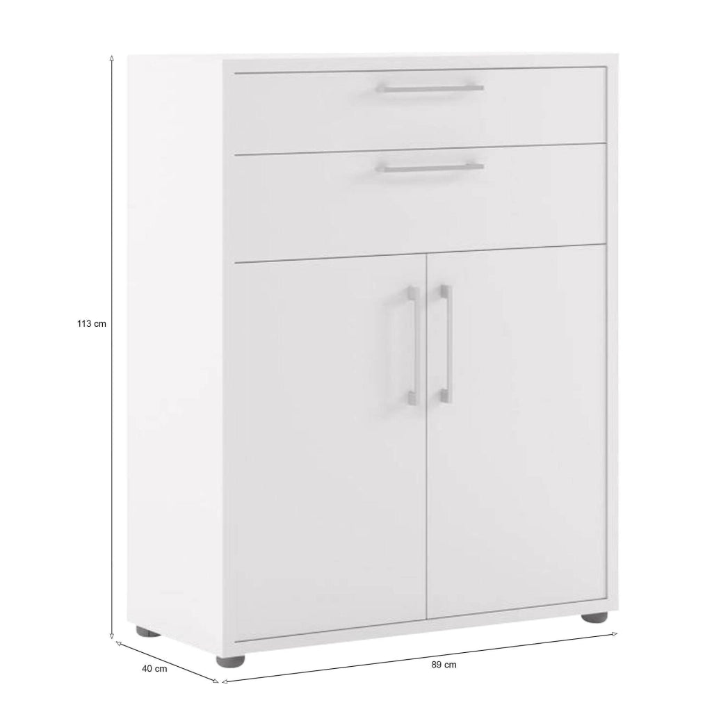 Credenza Agra, Buffet da soggiorno, Madia da salotto, Dispensa da cucina, 89x40 h113 cm, Bianco