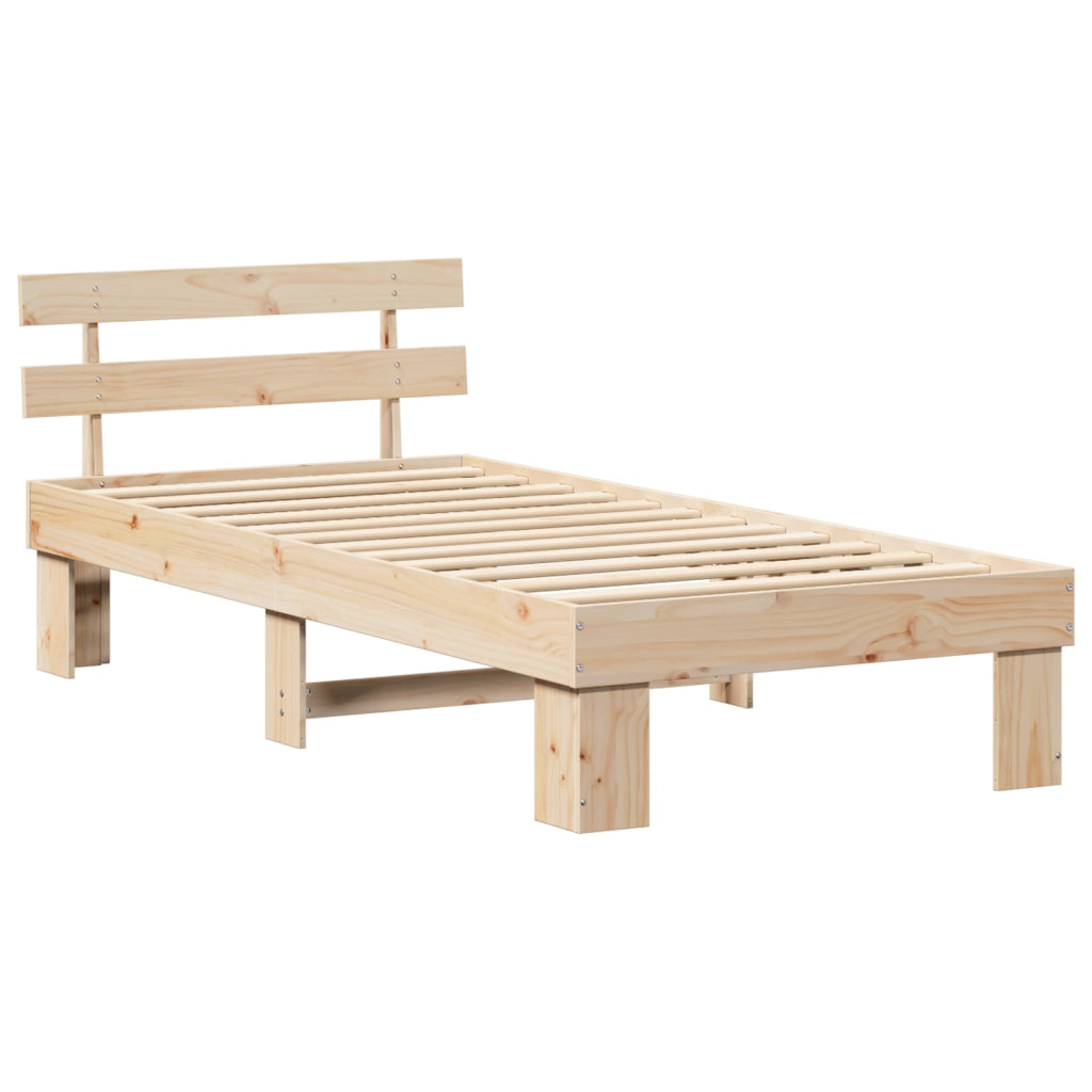 Struttura Letto con Testiera 80x200 cm in Legno Massello di Pino