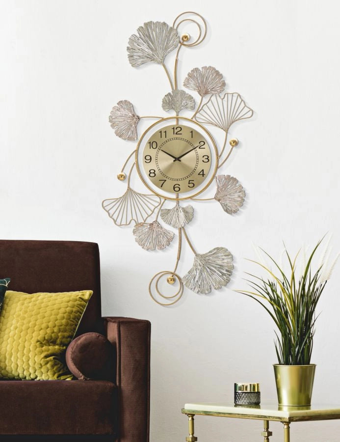 Pannello da Muro Leavy con Orologio 52,5x3,5x102 cm in Ferro