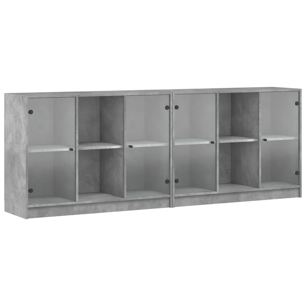 Libreria con Ante Grigio Cemento 204x37x75 cm Legno Multistrato 3206534
