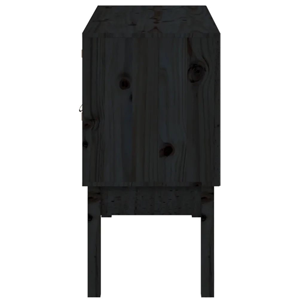Credenza Nera 110x40x78 cm in Legno Massello di Pino
