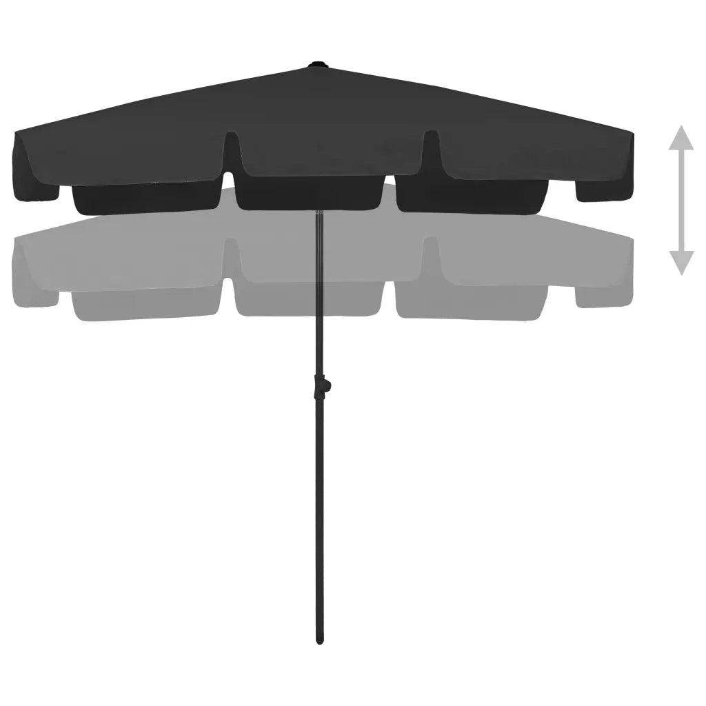 Ombrellone da Spiaggia Nero 200x125 cm 314733