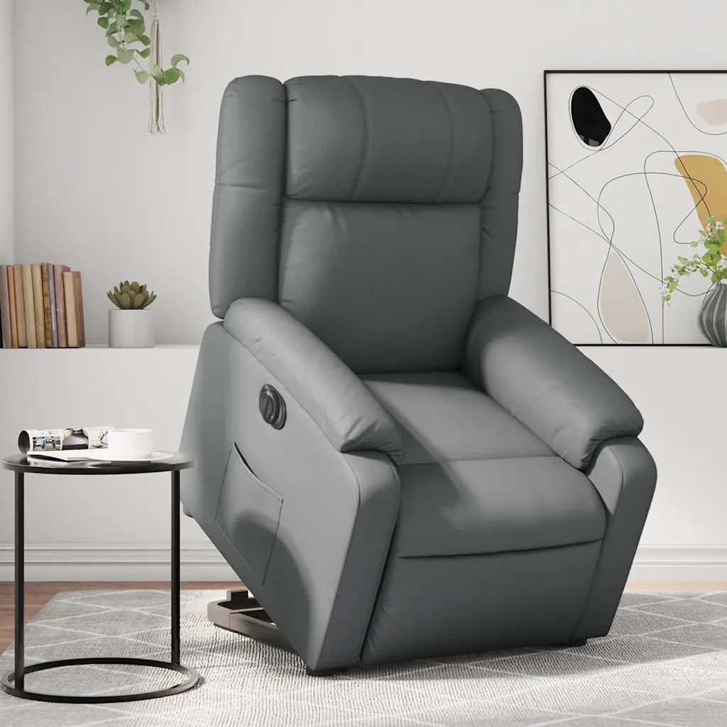 Poltrona Alzapersona Elettrica Reclinabile Grigio in Similpelle 3205174