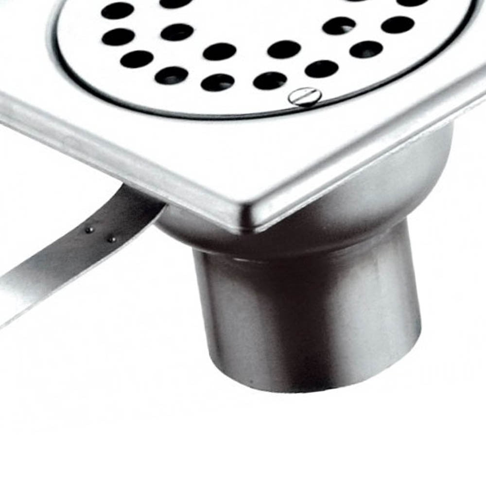 Piletta da pavimento sifonata in inox, cm 10x10