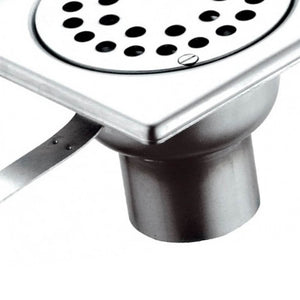 Piletta da pavimento sifonata in inox, cm 10x10