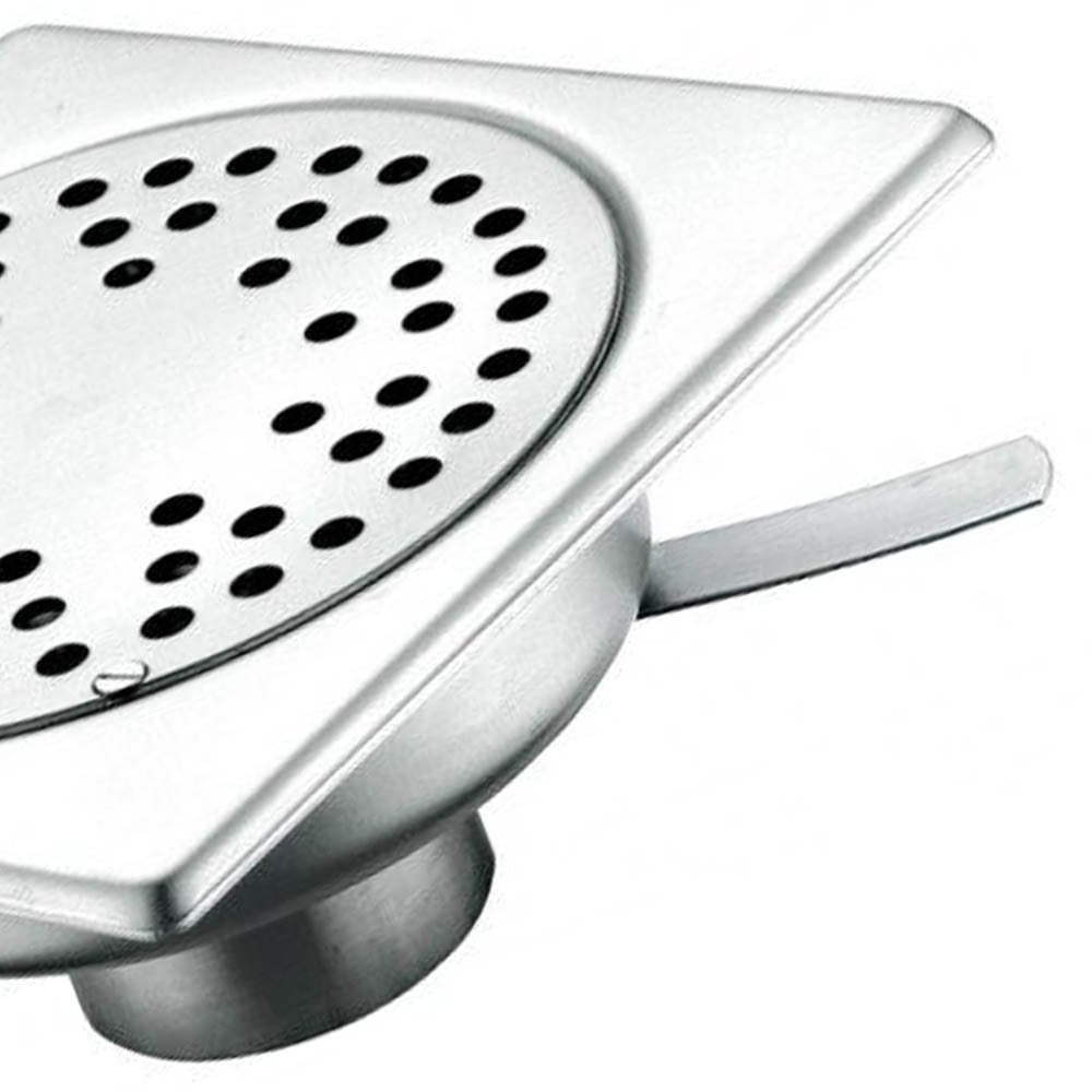 Piletta da pavimento sifonata in inox, cm 15x15