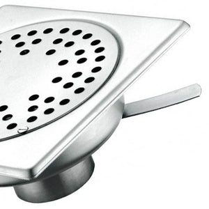 Piletta da pavimento sifonata in inox, cm 15x15