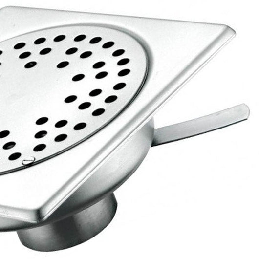 Piletta da pavimento sifonata in inox, cm 15x15