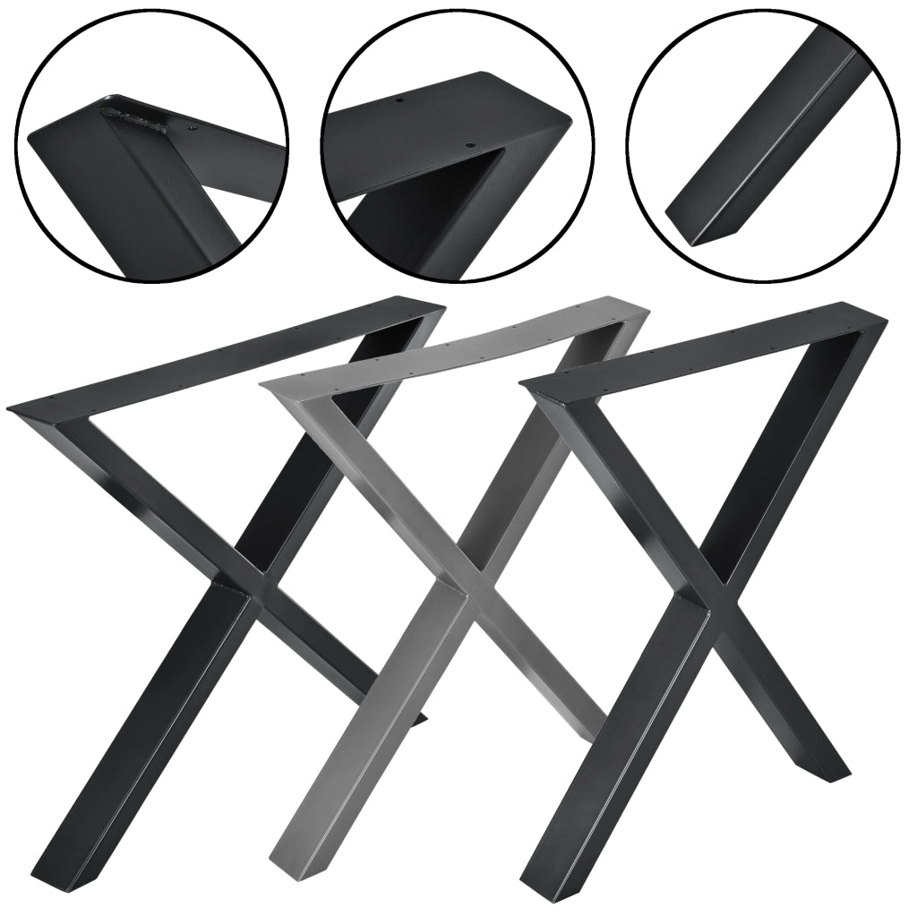 Set di 2 Gambe in Acciaio 'Greith' a Forma di X per Mobili Fai da Te (LxA) 59 x 72 cm - Nero [en.casa]