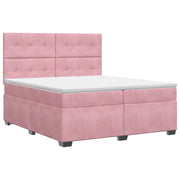 Letto box spring con materasso Rosa 200 x 200 cm Velluto 3453715