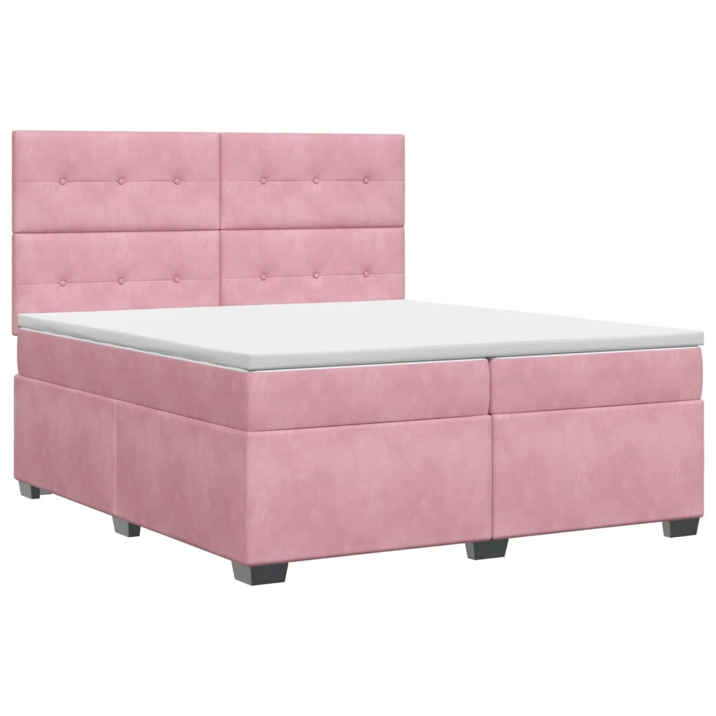Letto box spring con materasso Rosa 200 x 200 cm Velluto 3453715
