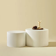 Set di tavolini moderni - Xylo - 60*40+48*35 - Bianco opaco - Bordo ondulato design impilabile