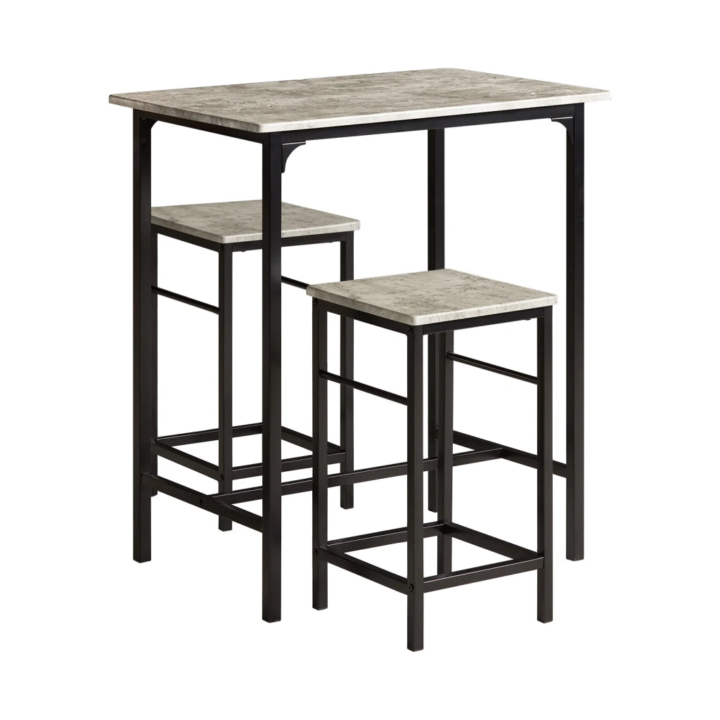 Set 3 Pezzi Tavolo con 2 sgabelli Mobile Bar per casa Stile Industriale Grigio, L80*P50*A88cm, Grigio OGT10-HG