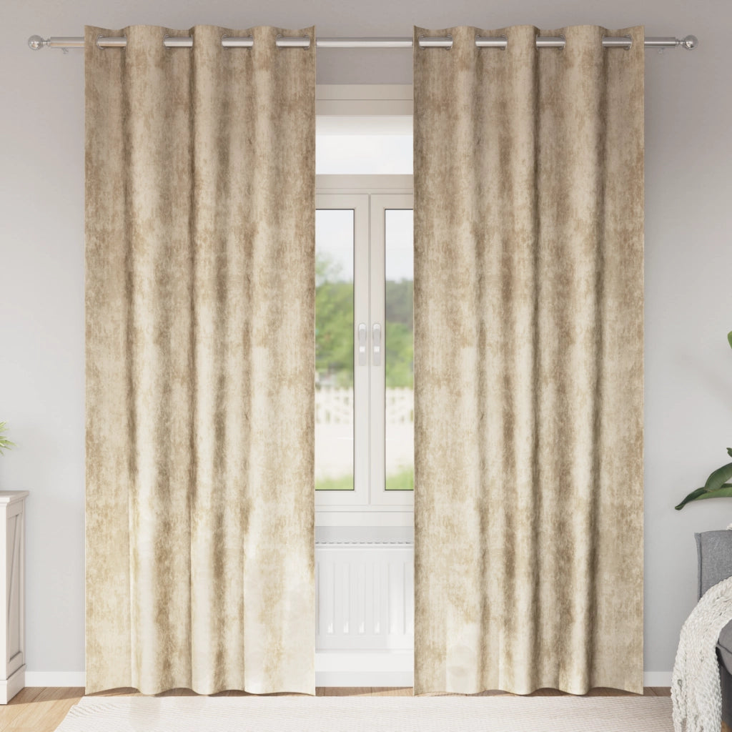 Tende in Velluto Panna Poliestere 140 x 225 cm Moderno