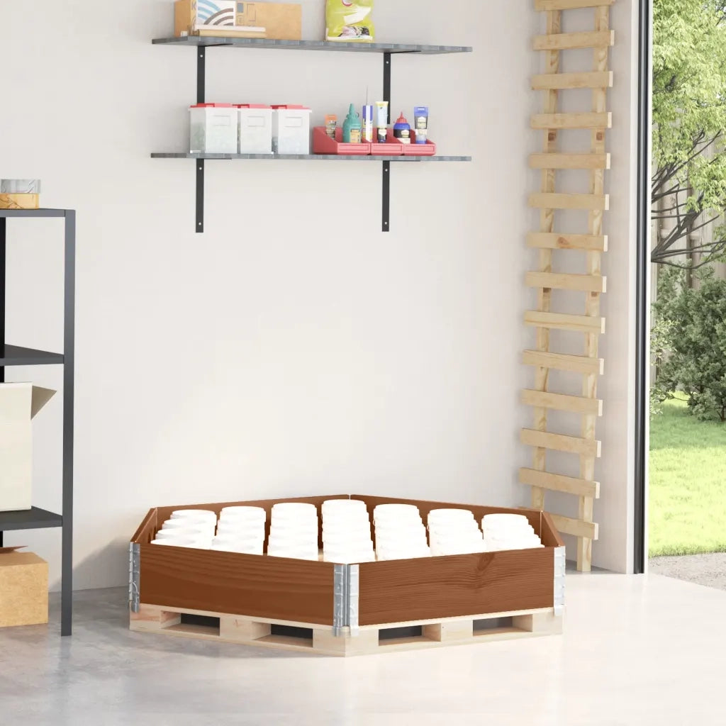 Fioriera | Cassetta per fiori | Vaso Rialzata Esagonale Marrone 160x160 cm Legno di Pino
